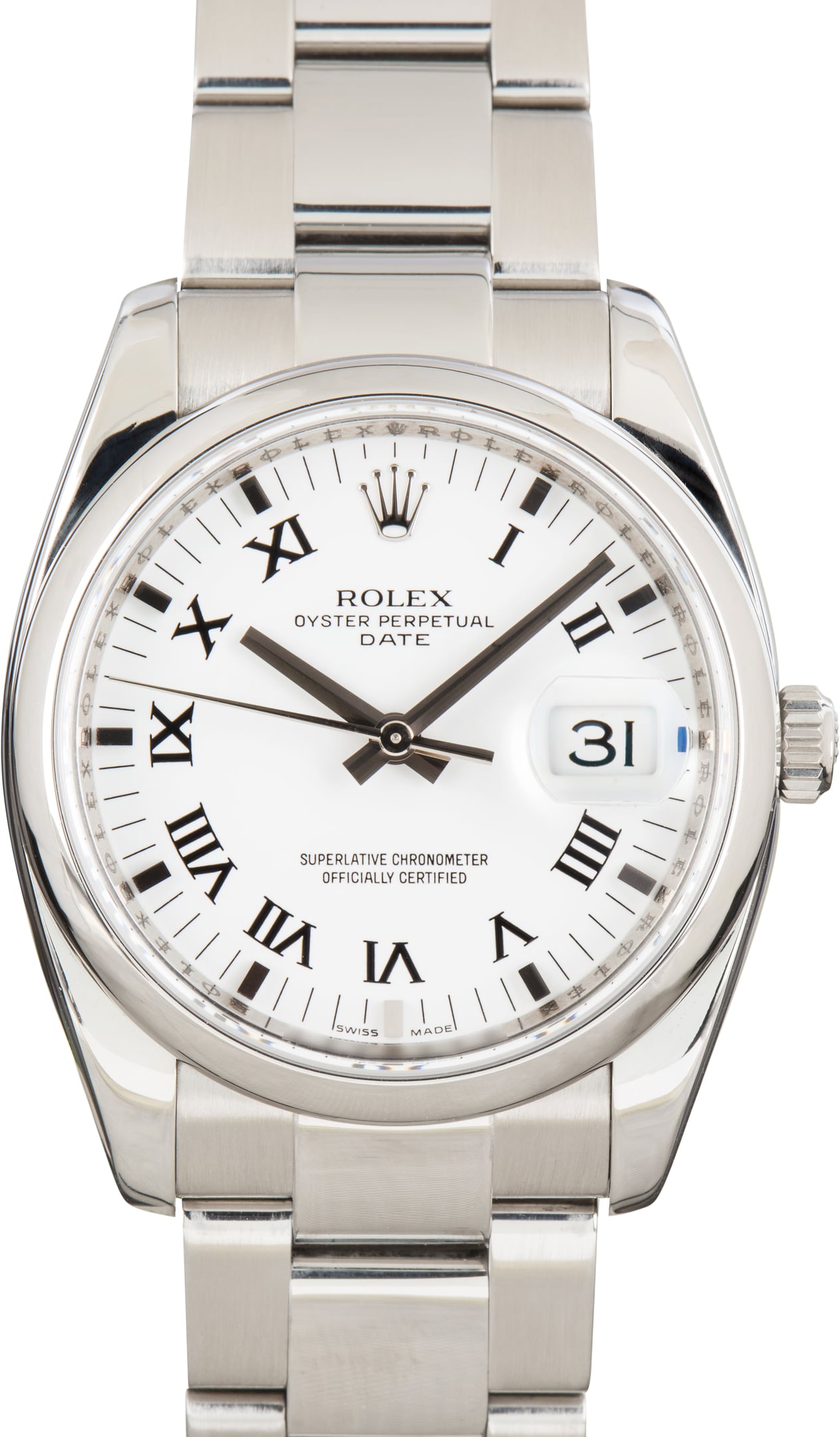 Pre-Owned Rolex Date 115200 White Roman Dial