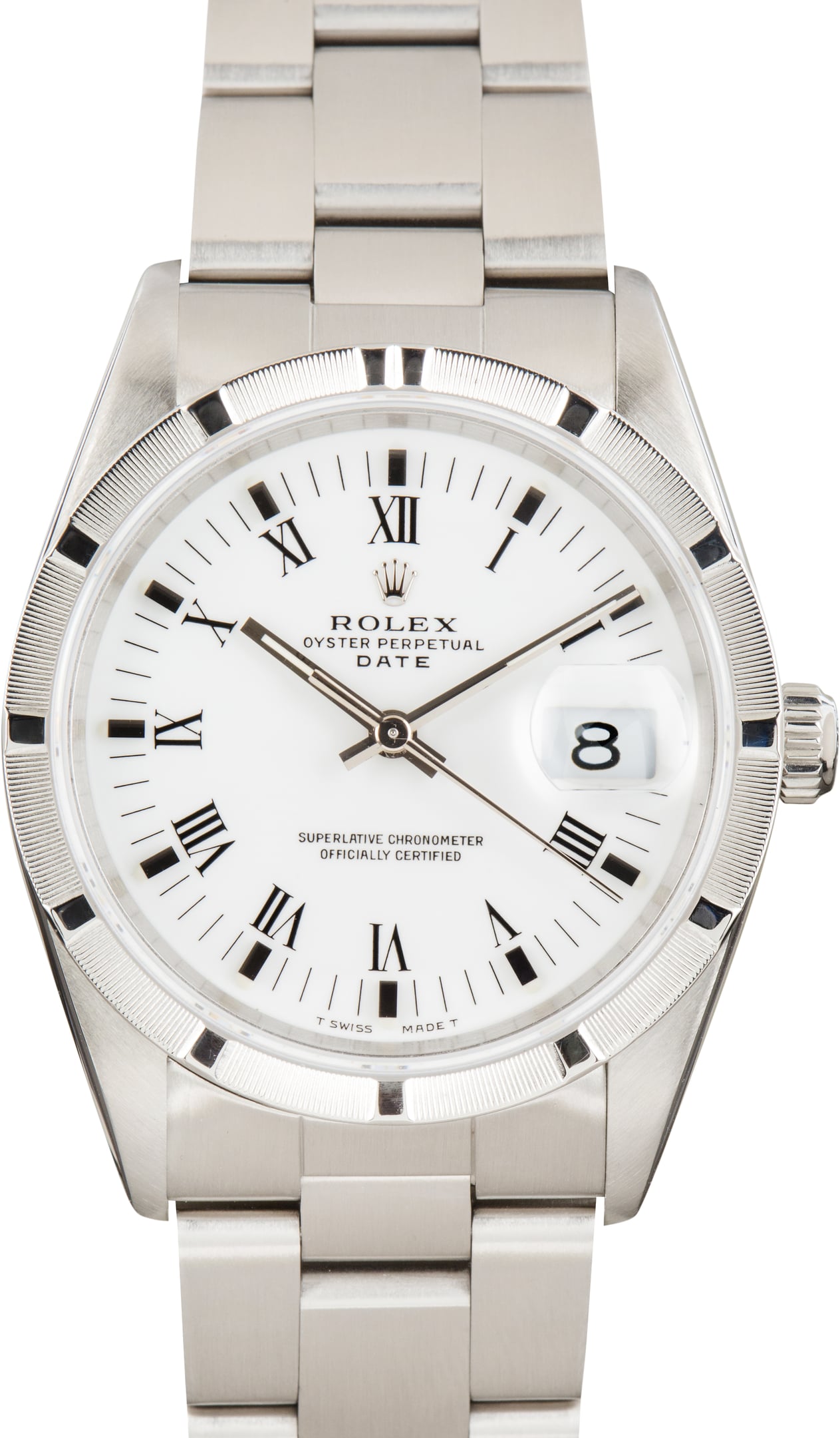 Pre-Owned Steel Rolex Date ref 15210 White Roman Dial