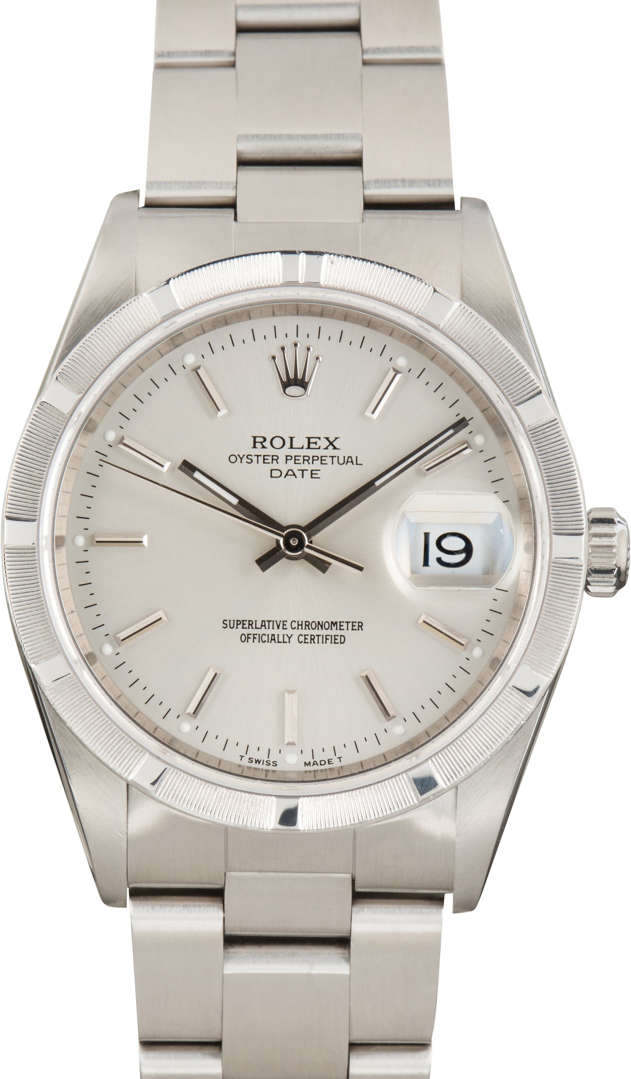 Pre-Owned Rolex Date ref 15210 Steel Silver Dial