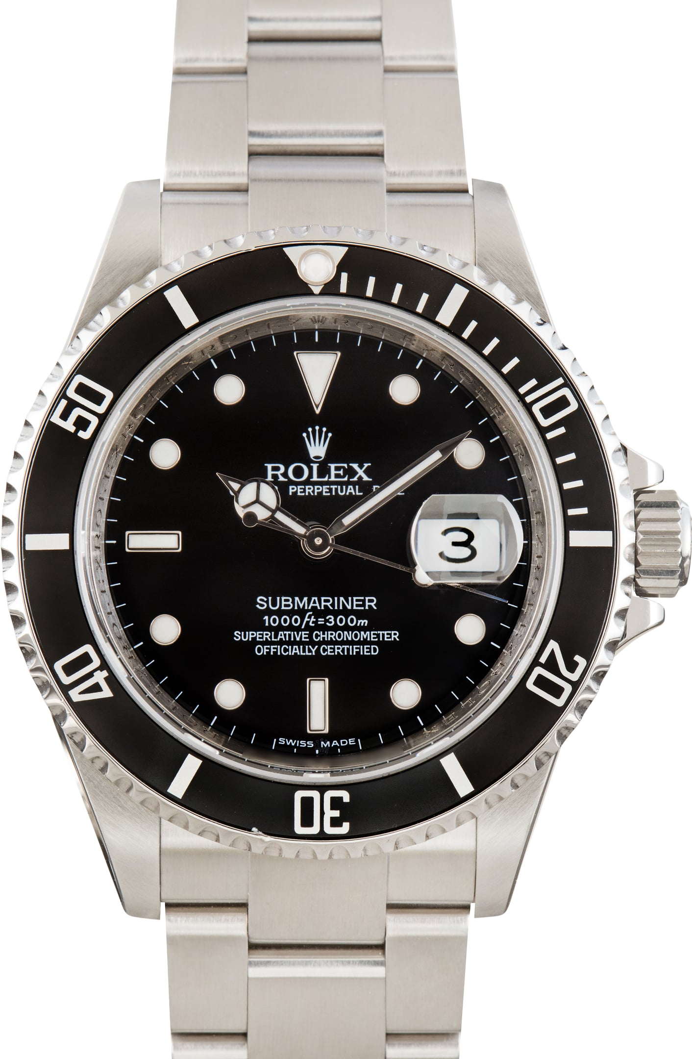 Pre-Owned Rolex Submariner ref 16610 Steel Oyster Black Dial