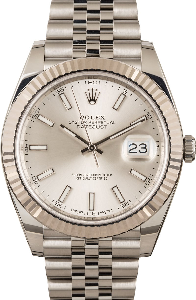 Pre-Owned Rolex Datejust 41 Jubilee Band ref 126334 Silver Dial