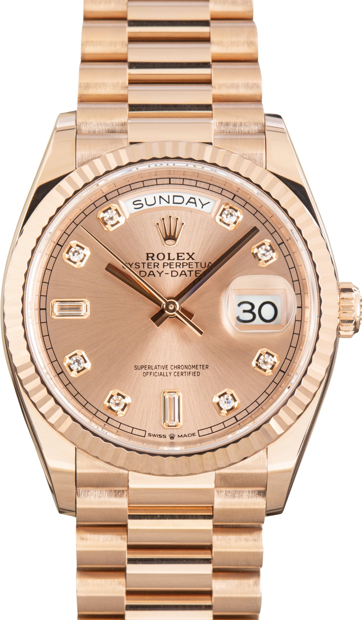 Pre-Owned Rolex Day-Date 36 Ref 128235 Pink Diamond Dial