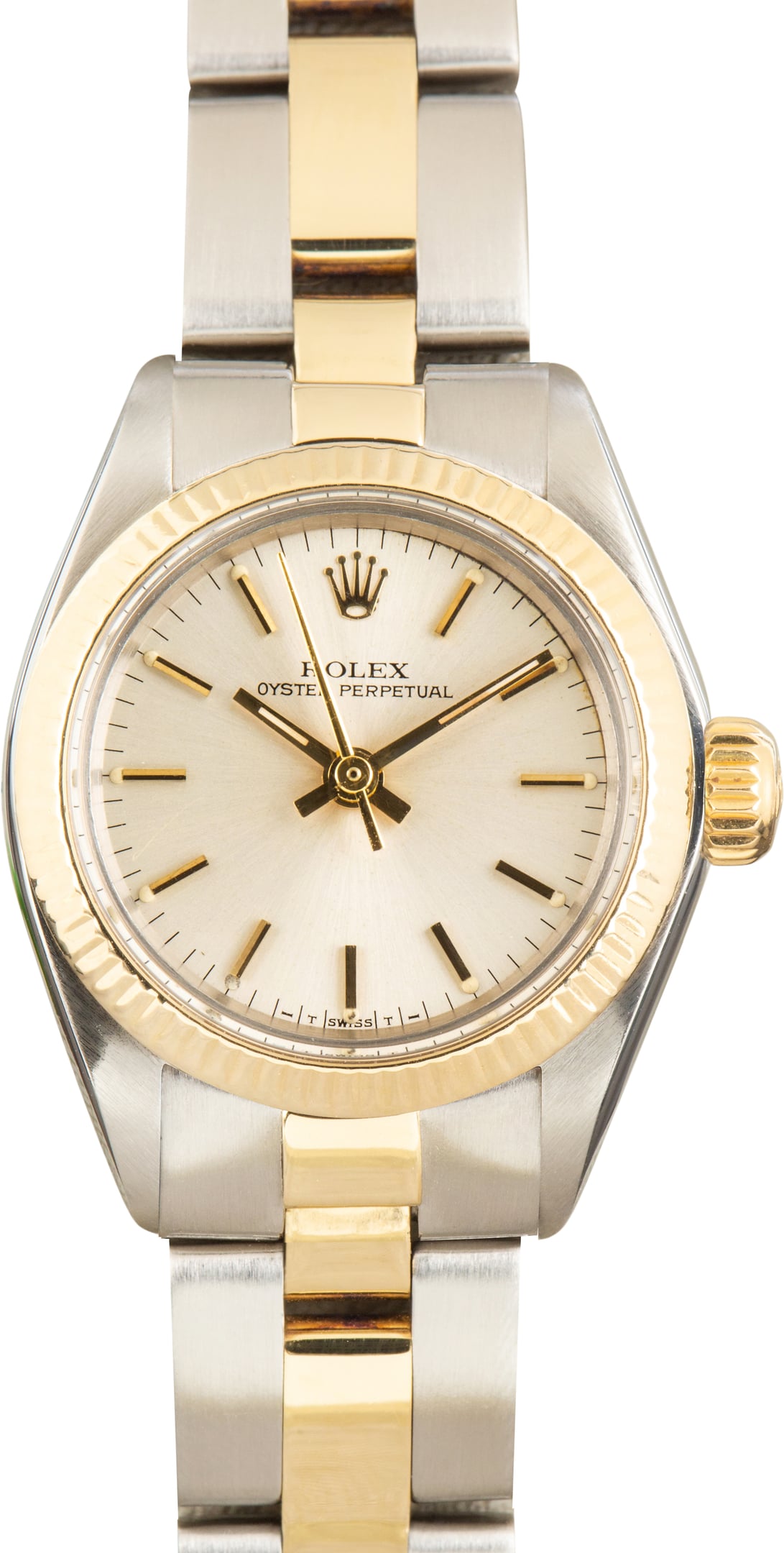 Pre-Owned Ladies Rolex Oyster Perpetual 26 Two Tone 6719 Silver Dial