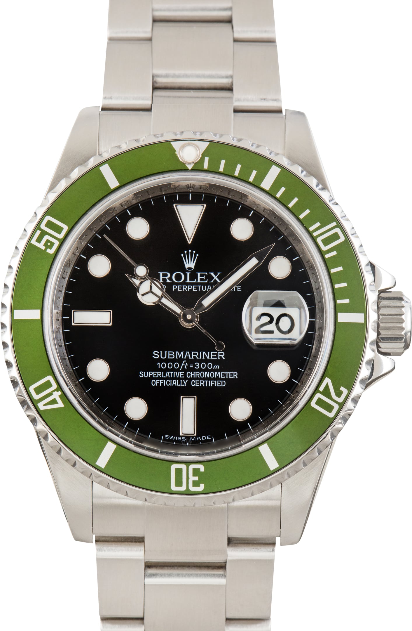 Pre-Owned Stainless Steel Rolex Submariner 16610V Green Kermit