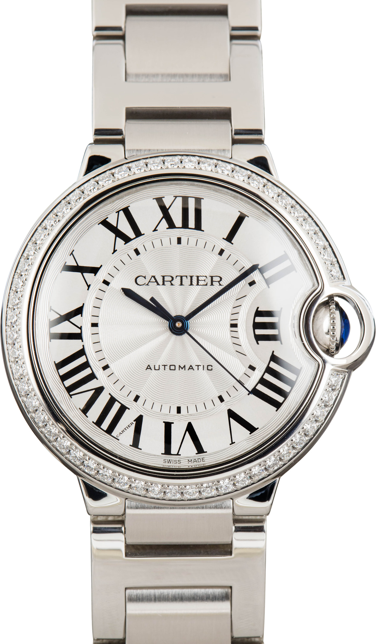 Pre-Owned Ballon Bleu de Cartier ref W4BB0024 Diamond Bezel