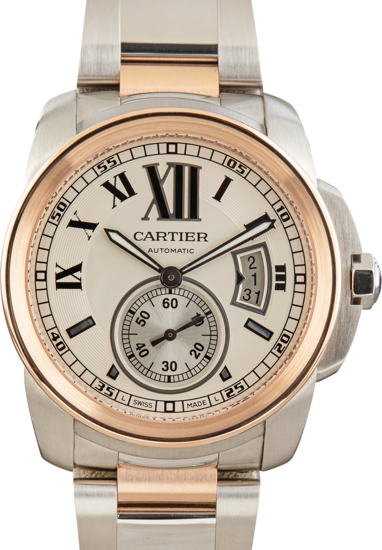 Pre-Owned Caliber De Cartier W7100036 Steel & Rose Gold
