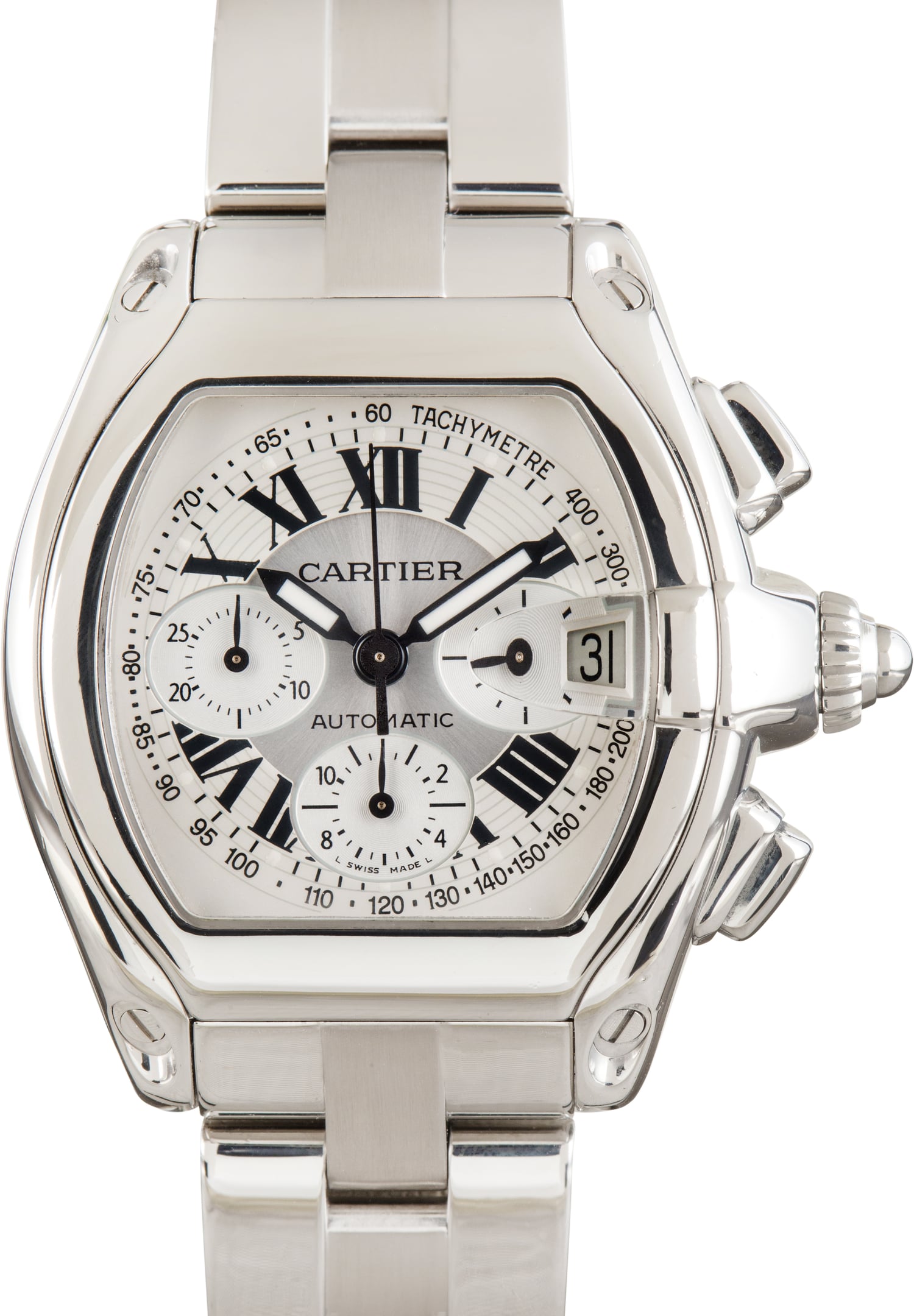 Pre-Owned Cartier Roadster Chronograph W62006X6 Stainless Steel