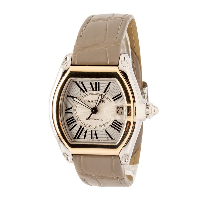 Pre-owned Cartier Roadster W62031Y4 Steel & Yellow Gold