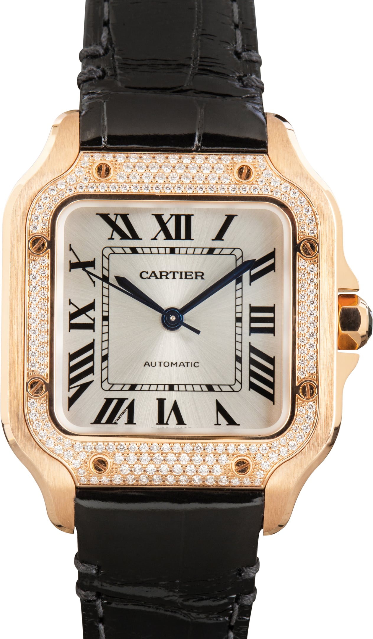 Pre-Owned Santos de Cartier Watch Ref WJSA0012 18k Rose Gold Medium Model