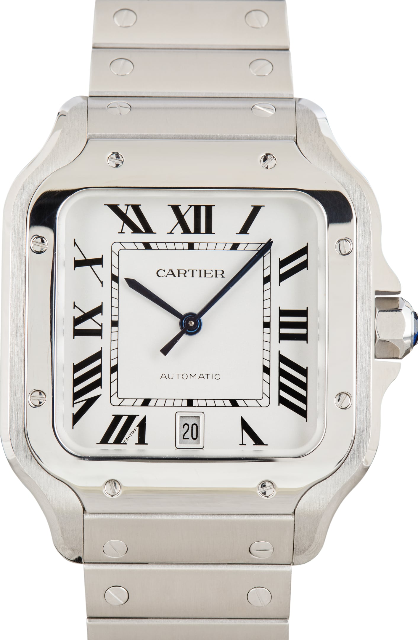 Pre-Owned Santos de Cartier WSSA0018 Large Stainless Steel Model