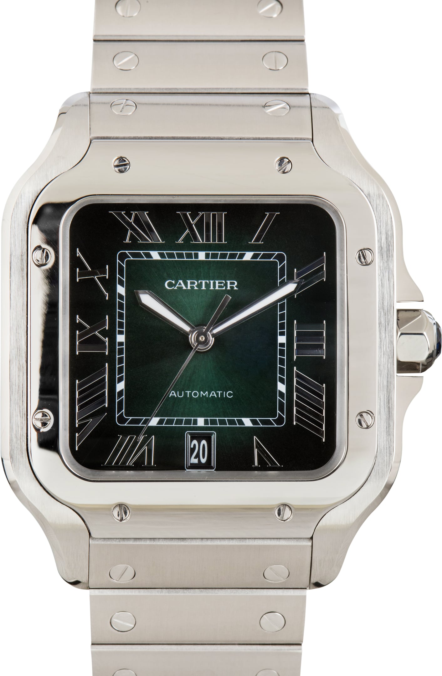 Pre-Owned Santos de Cartier WSSA0062 Green Dial