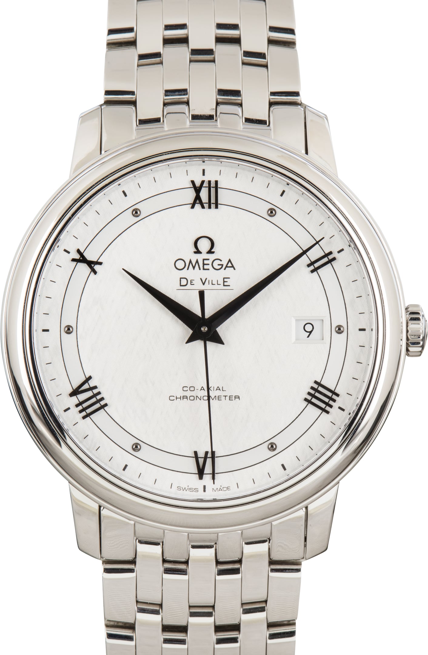 Pre-Owned Omega De Ville Prestige Silver Patterned Dial