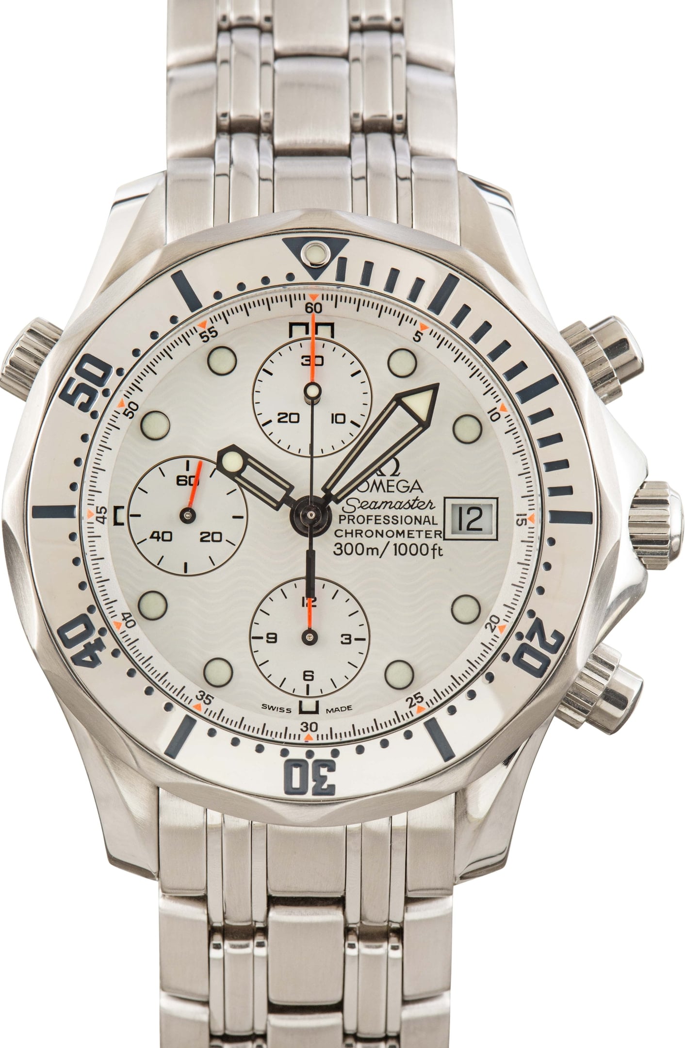 Pre-Owned Omega Seamaster White Wave Chronograph Dial