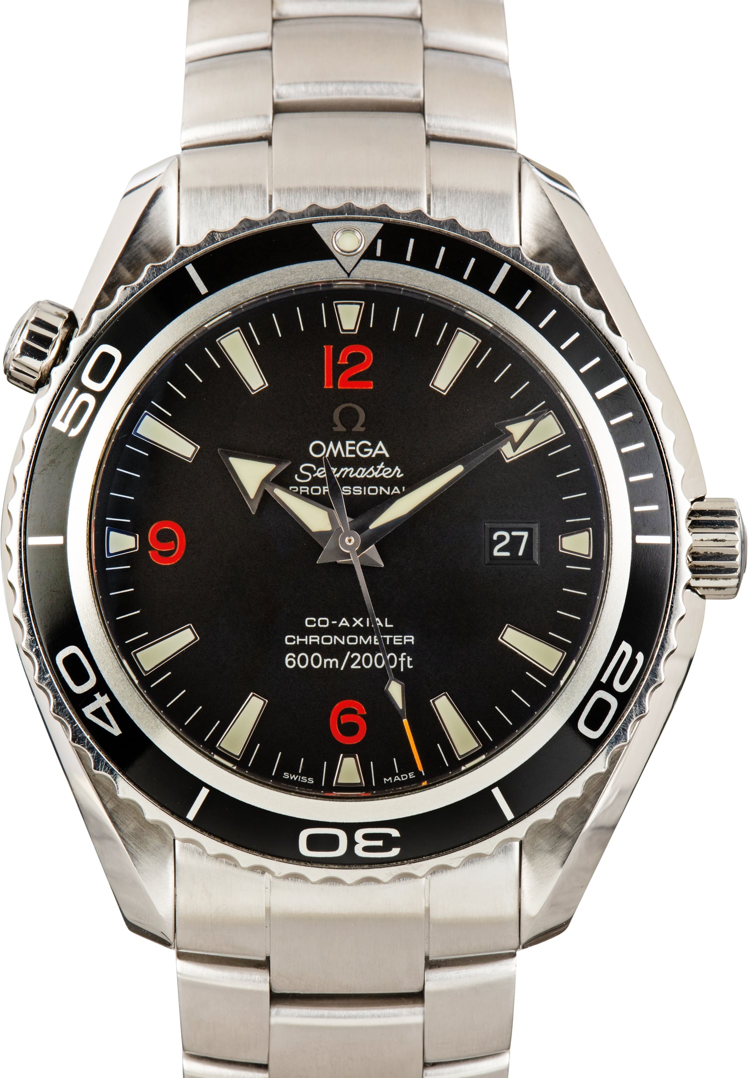 Pre-Owned Steel Omega Seamaster Black Arabic Dial