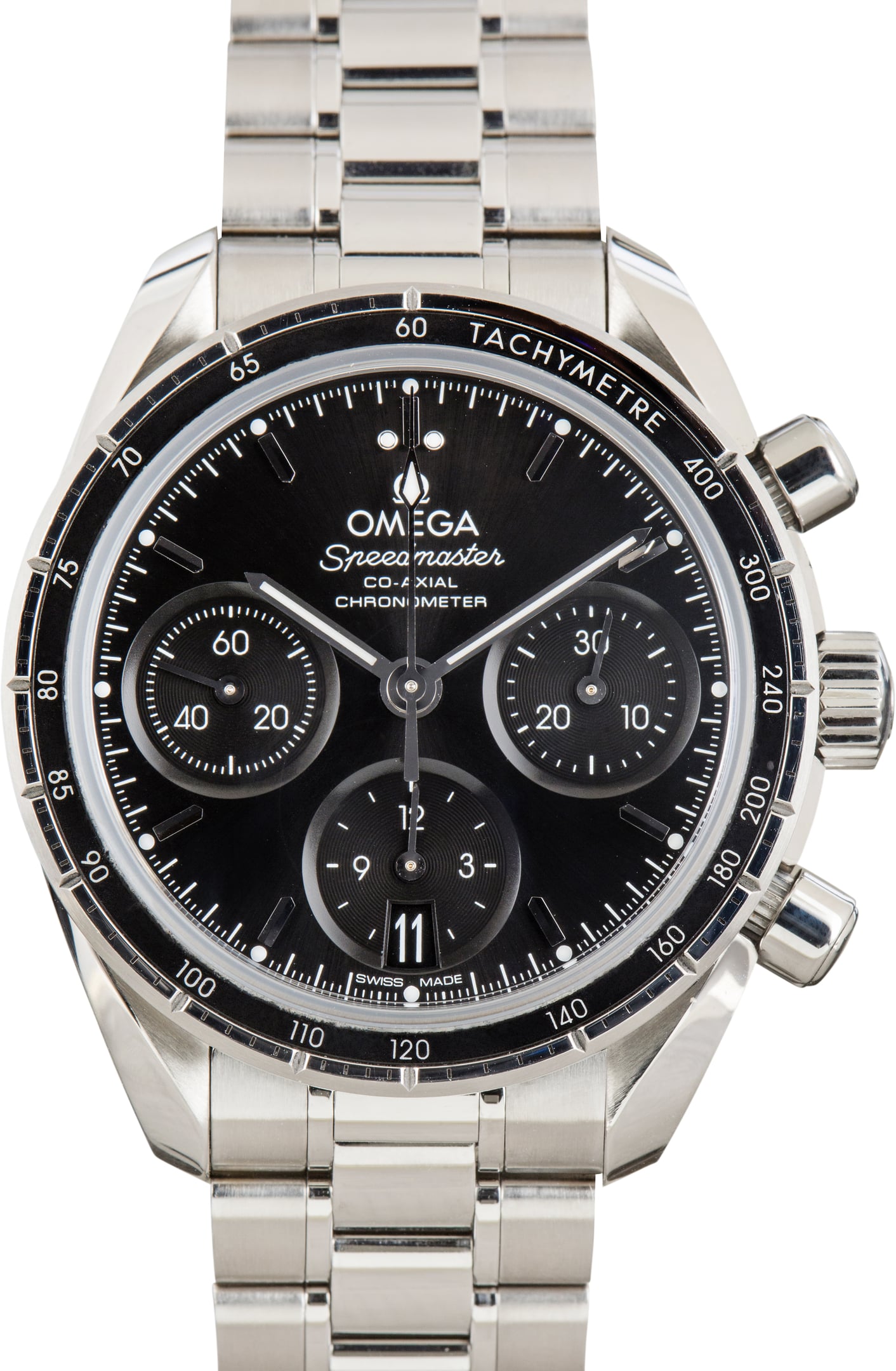 Pre-Owned Omega Black Dial Speedmaster 38 Stainless Steel