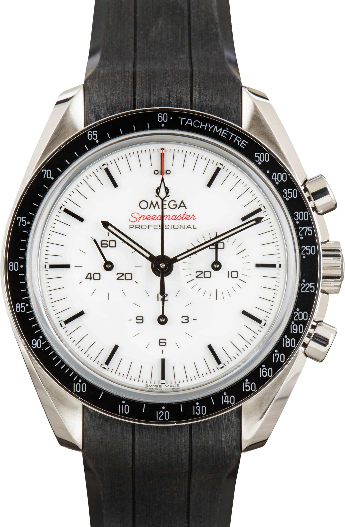Pre-Owned White Chronograph Dial Omega Speedmaster Moonwatch Professional