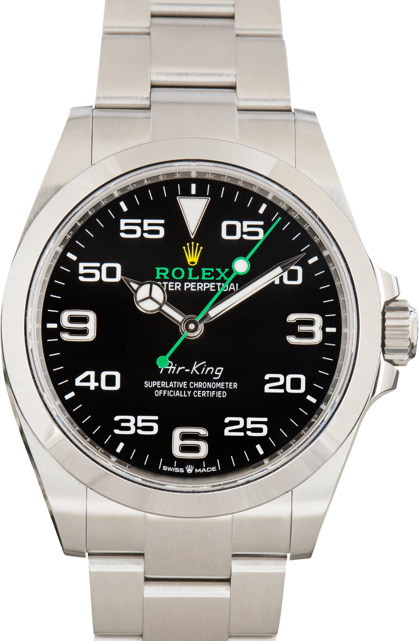 Pre-Owned Stainless Steel Rolex Air-King 126900 Black Dial