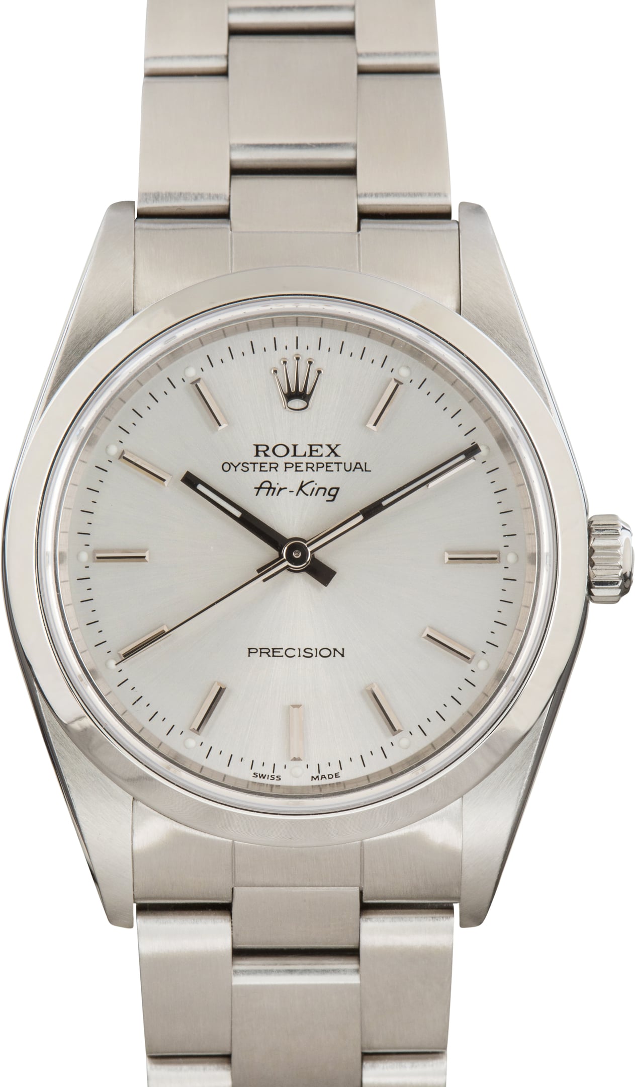 Pre-Owned Steel Rolex Air-King ref 14000 Silver Dial