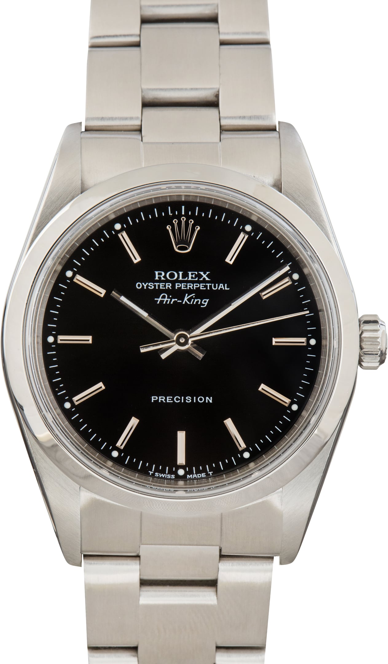 Pre-Owned Stainless Steel Rolex Air-King ref 14000 Black Dial