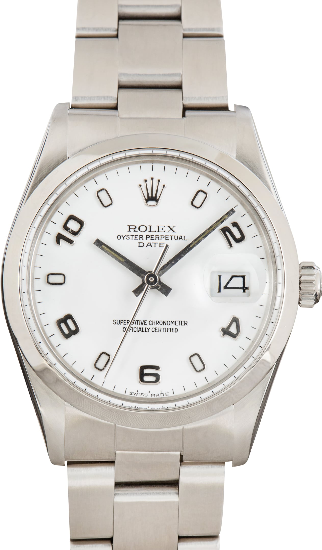 Pre-Owned Rolex Date 15000 White Arabic Dial
