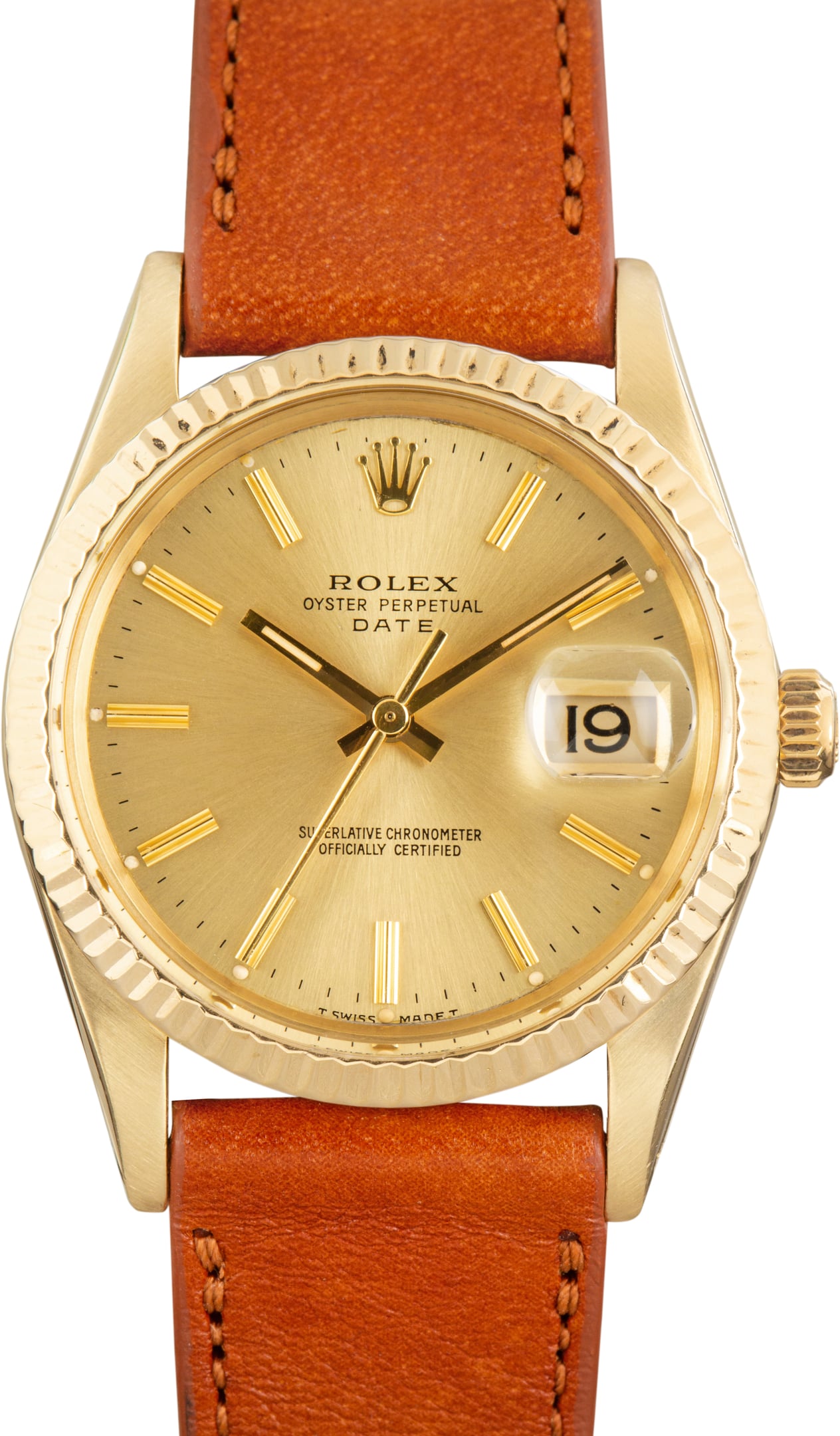 Pre-Owned Rolex Date ref 15037 Champagne Dial