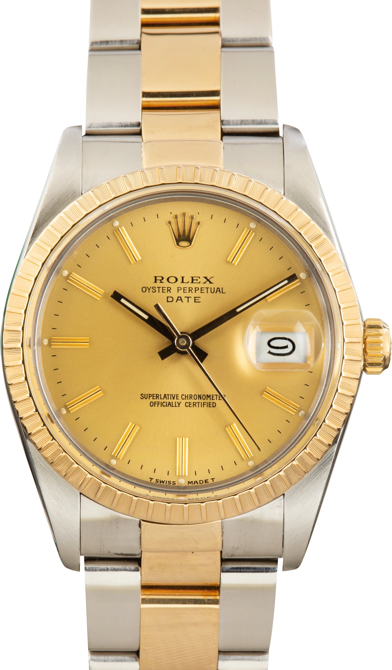 Pre-Owned Two Tone Rolex Date Ref 15053 Champagne Dial