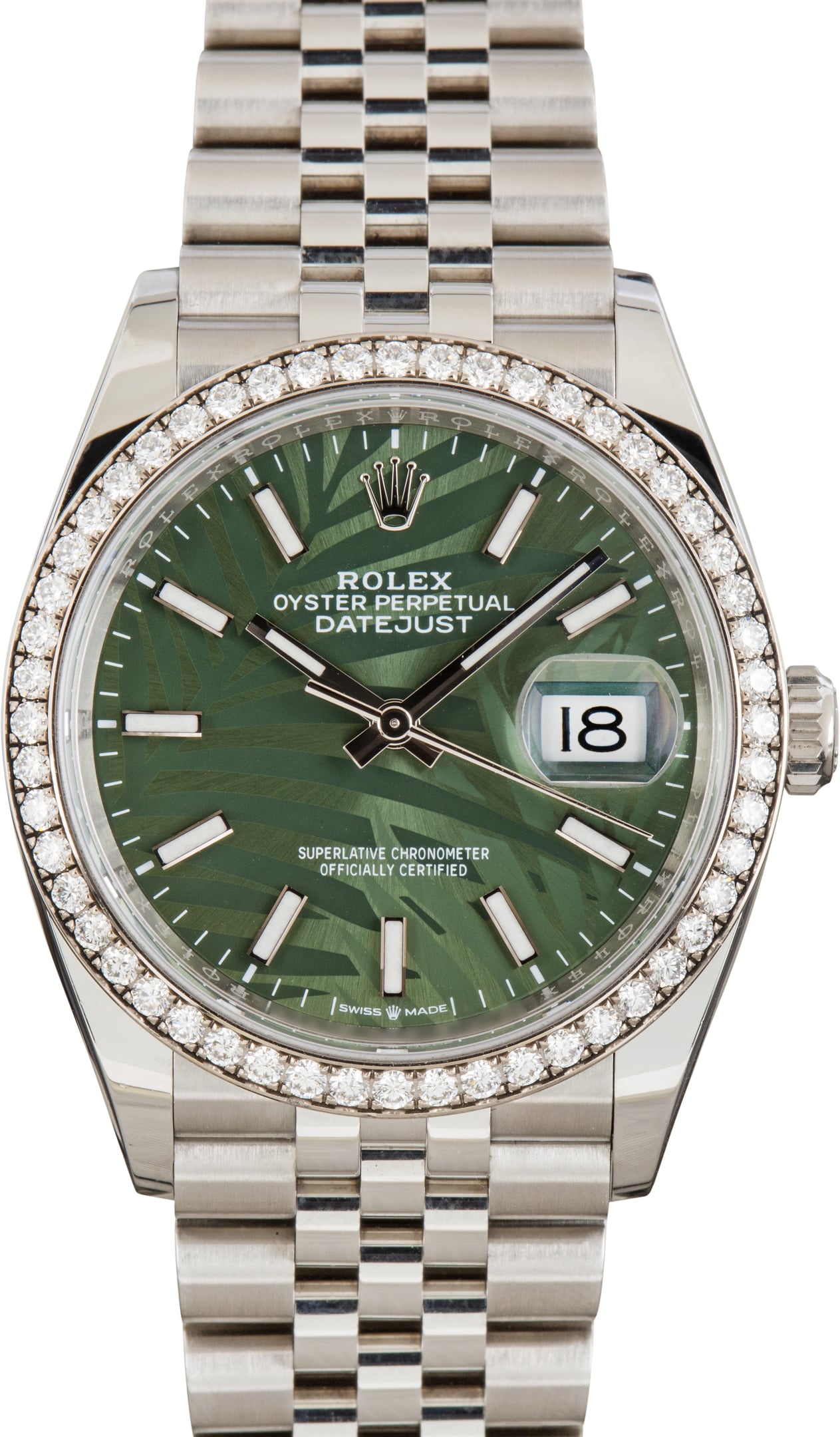 Pre-Owned Rolex Datejust 126284 Palm Motif Diamond Bezel