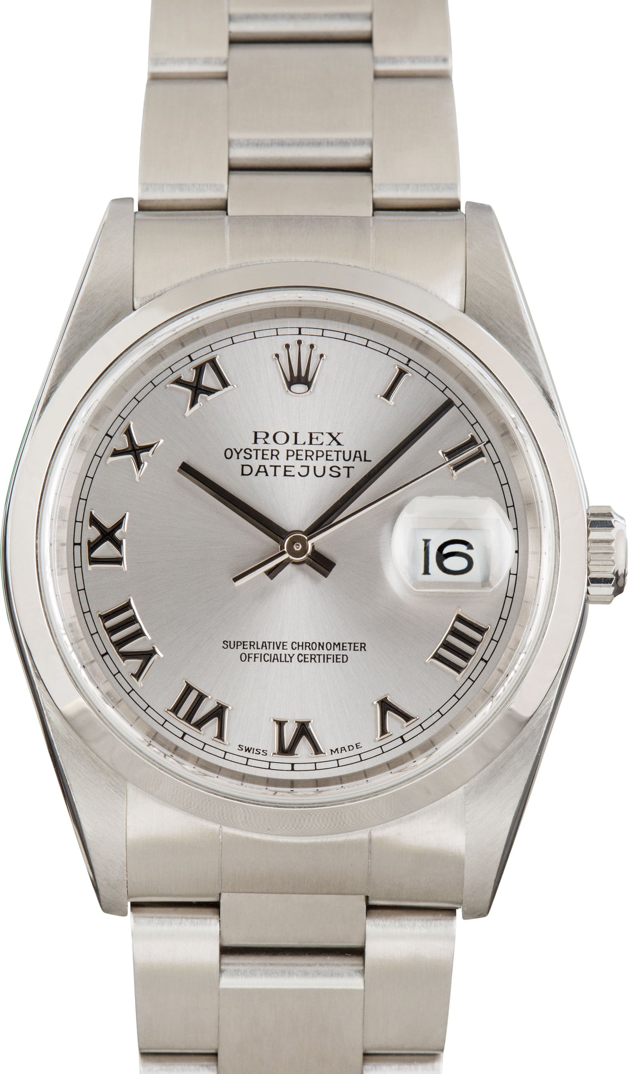 Pre-Owned Rolex Datejust 36 Ref 16200 Silver Roman Dial