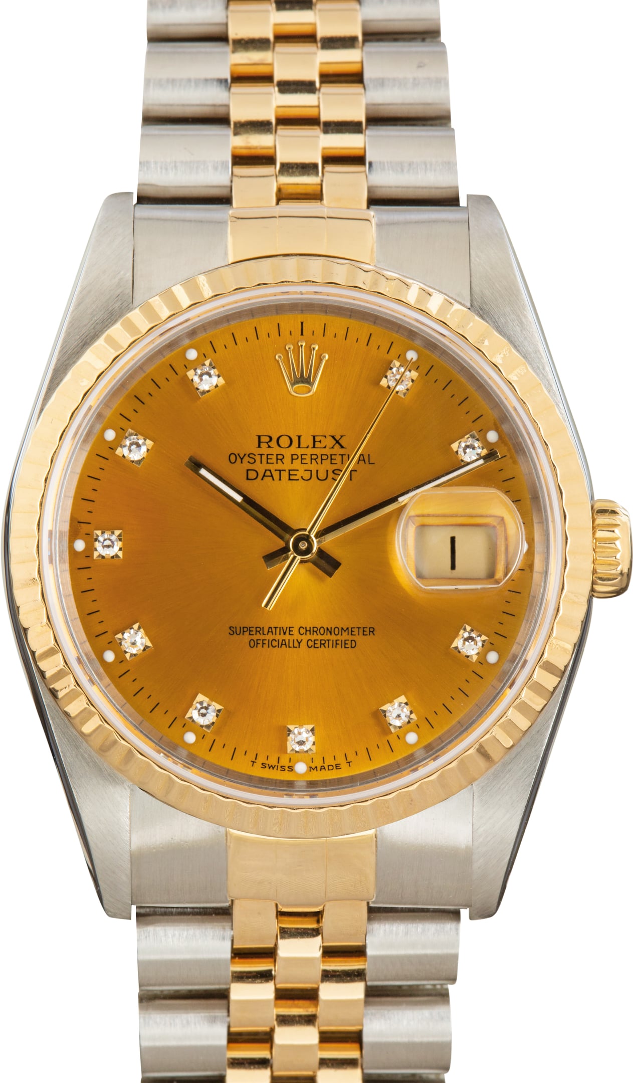Pre-Owned Rolex Datejust 36 Champagne Diamond Dial ref 16233