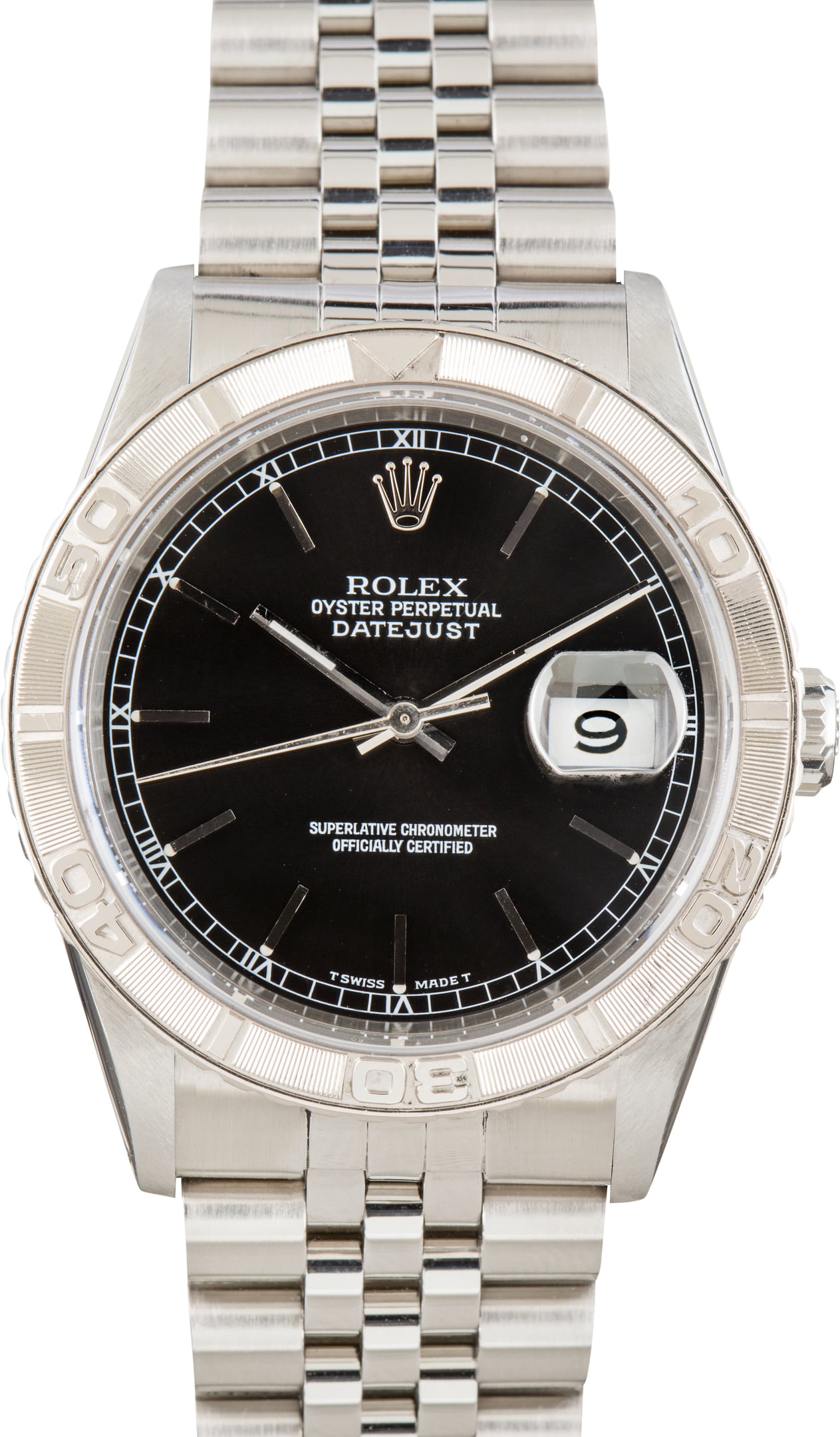 Pre-Owned Black Dial Thunderbird Rolex Datejust 36 Ref 16264