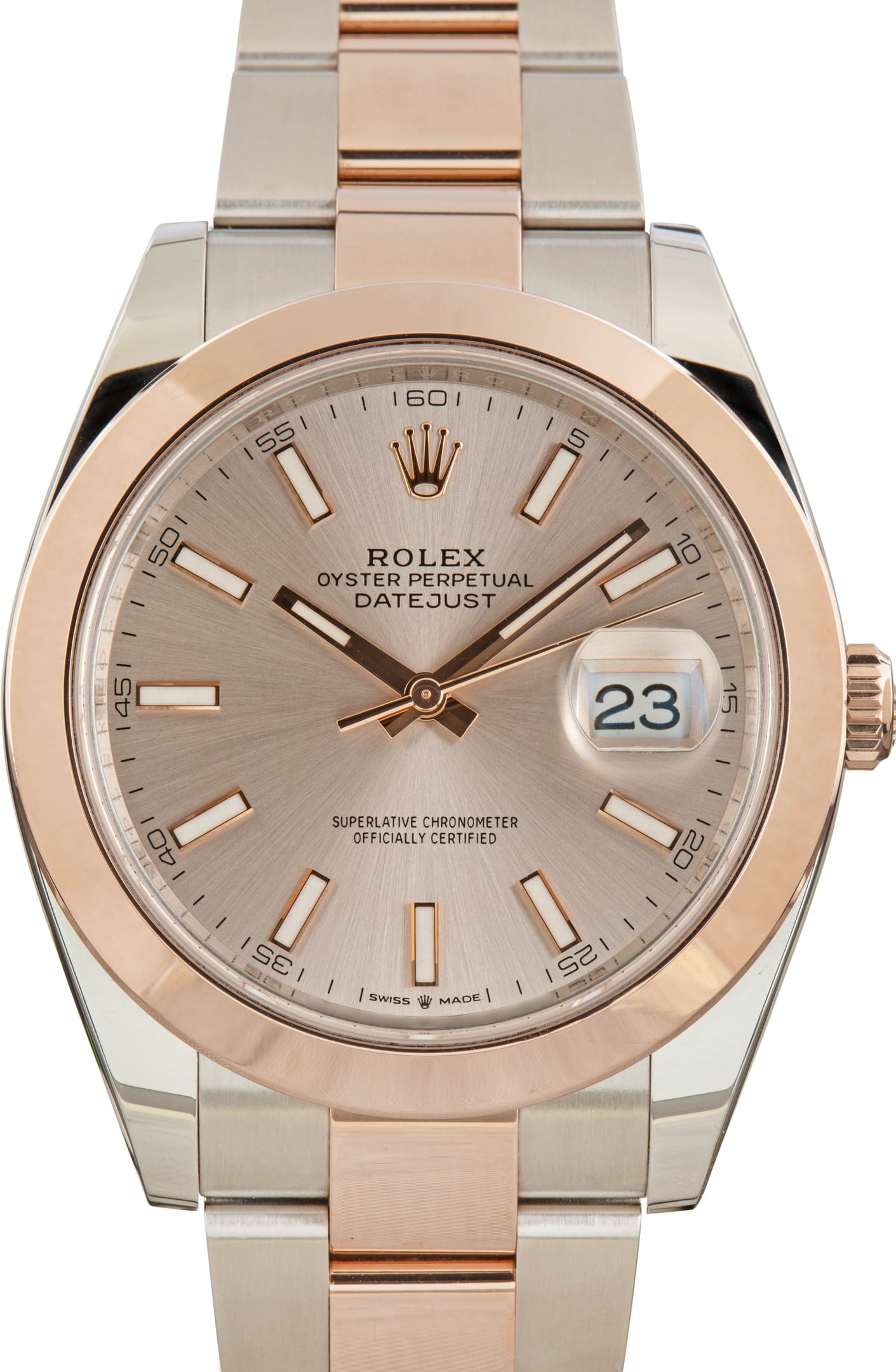 Pre-Owned Steel & 18k Everose Gold Rolex Datejust 41 Ref 126301 Sundust Dial