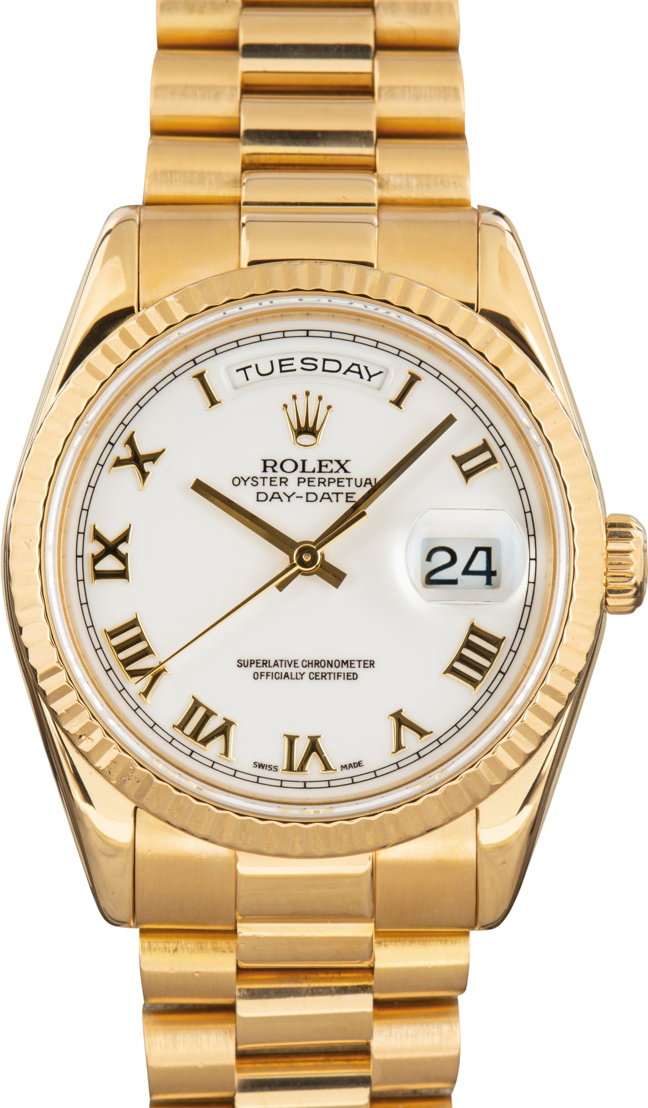 Pre-Owned Rolex Day-Date 36 Ref 118238 White Roman Dial