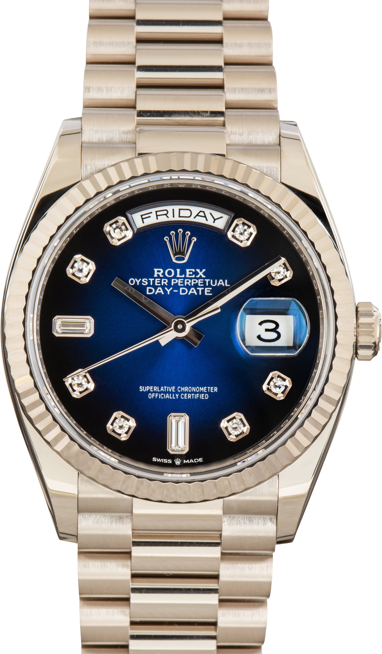Pre-Owned Rolex Day-Date 36 Ref 128239 Blue Ombre Diamond Dial