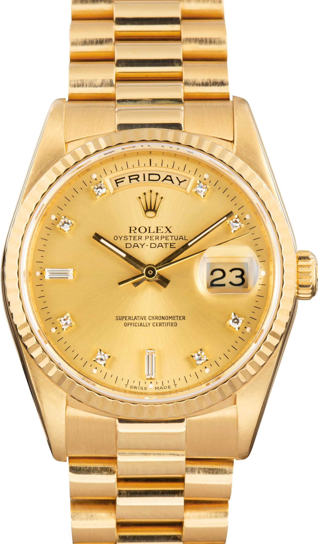 Pre-Owned Rolex Day-Date 36 18238 Champagne Diamond Dial