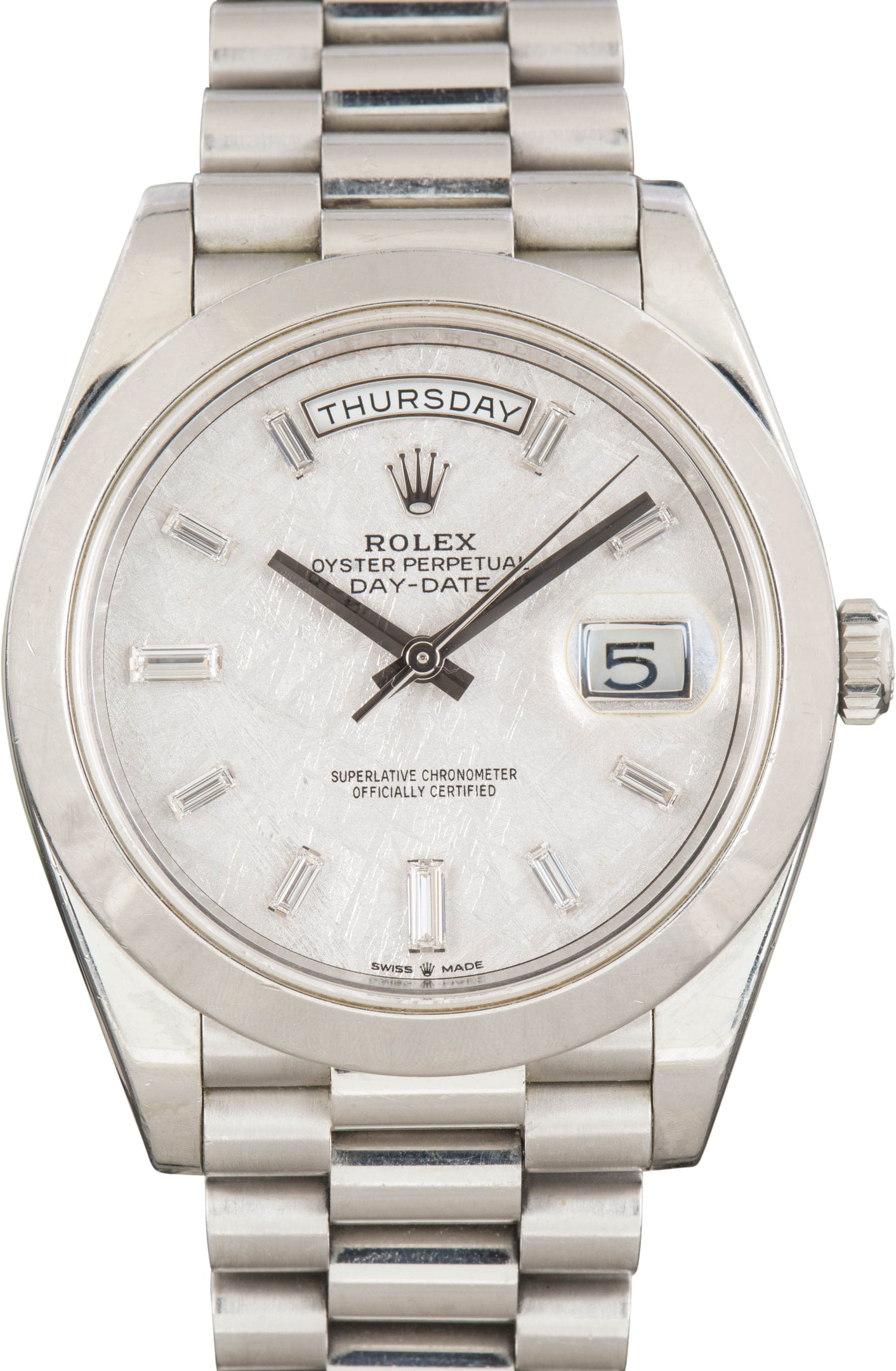 Pre-Owned Rolex Day-Date 40 Platinum 228206 Meteorite Dial