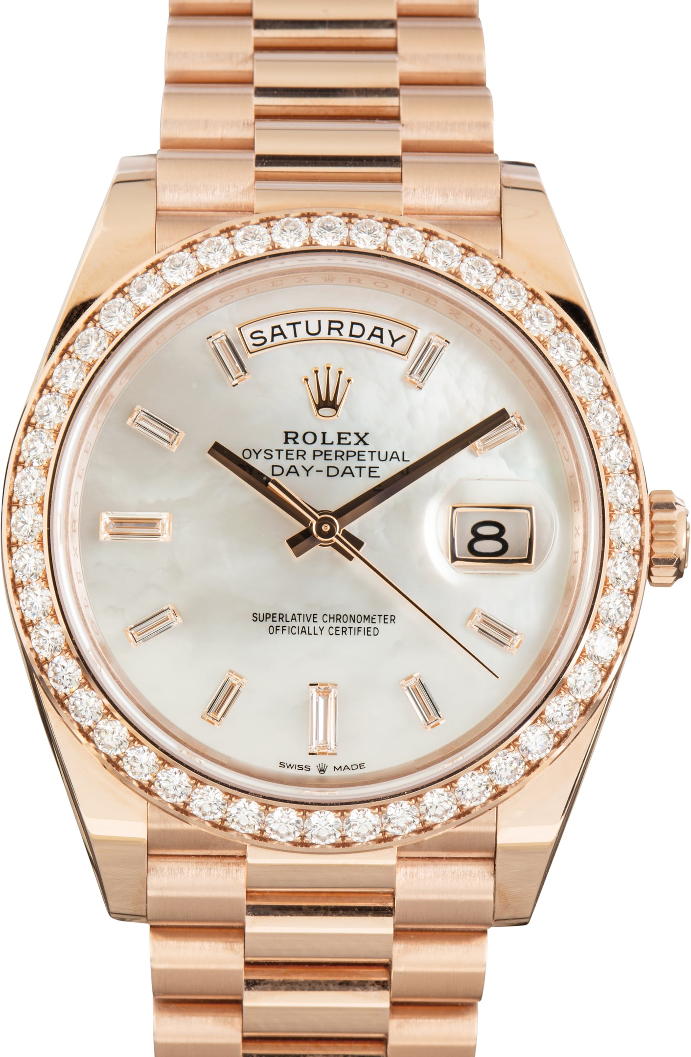 Pre-Owned Rolex Day-Date 40 Ref 228345 Mother of Pearl Diamond Dial