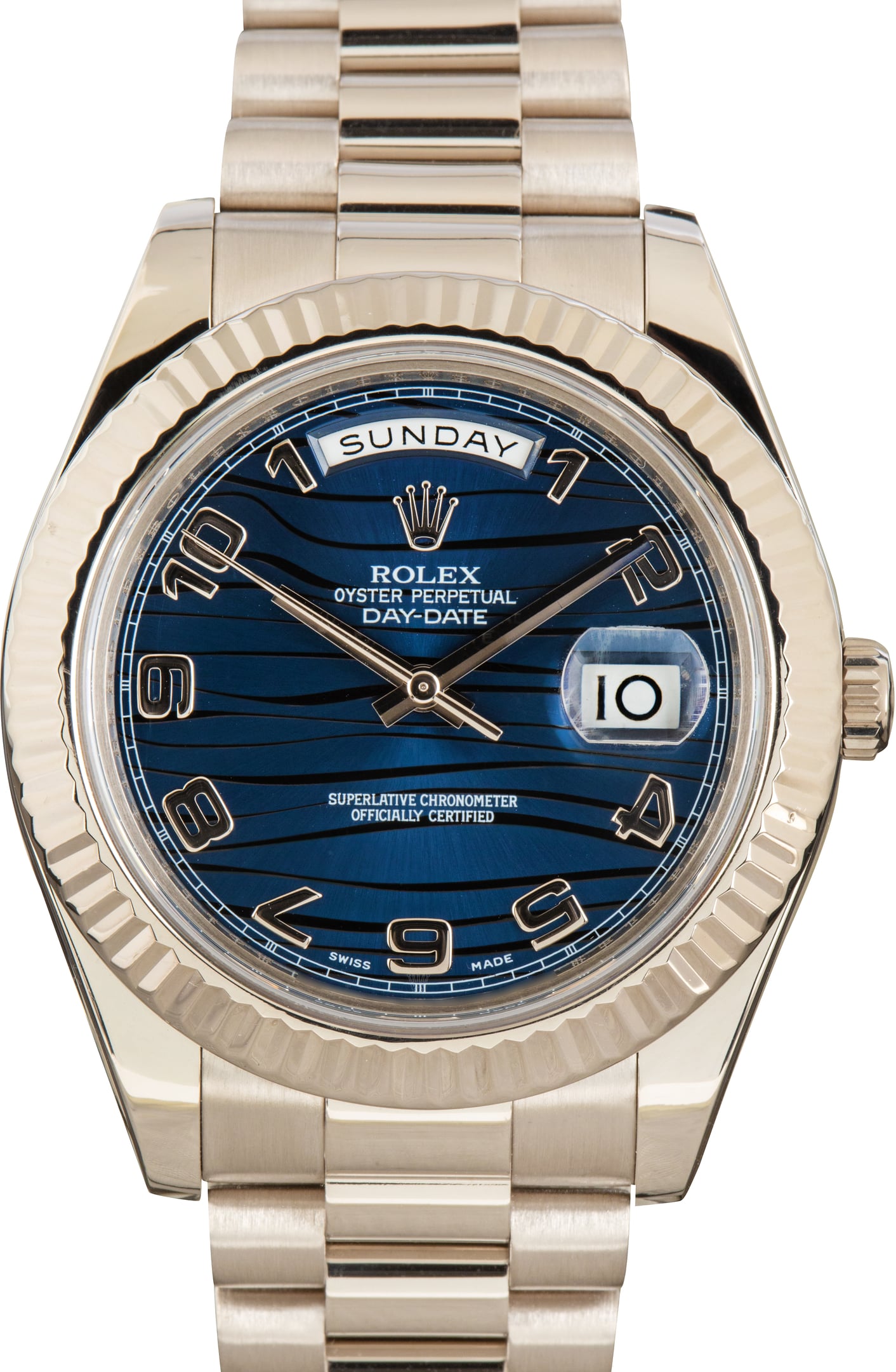 Pre-Owned Rolex Day-Date II ref 218239 Blue Wave Dial