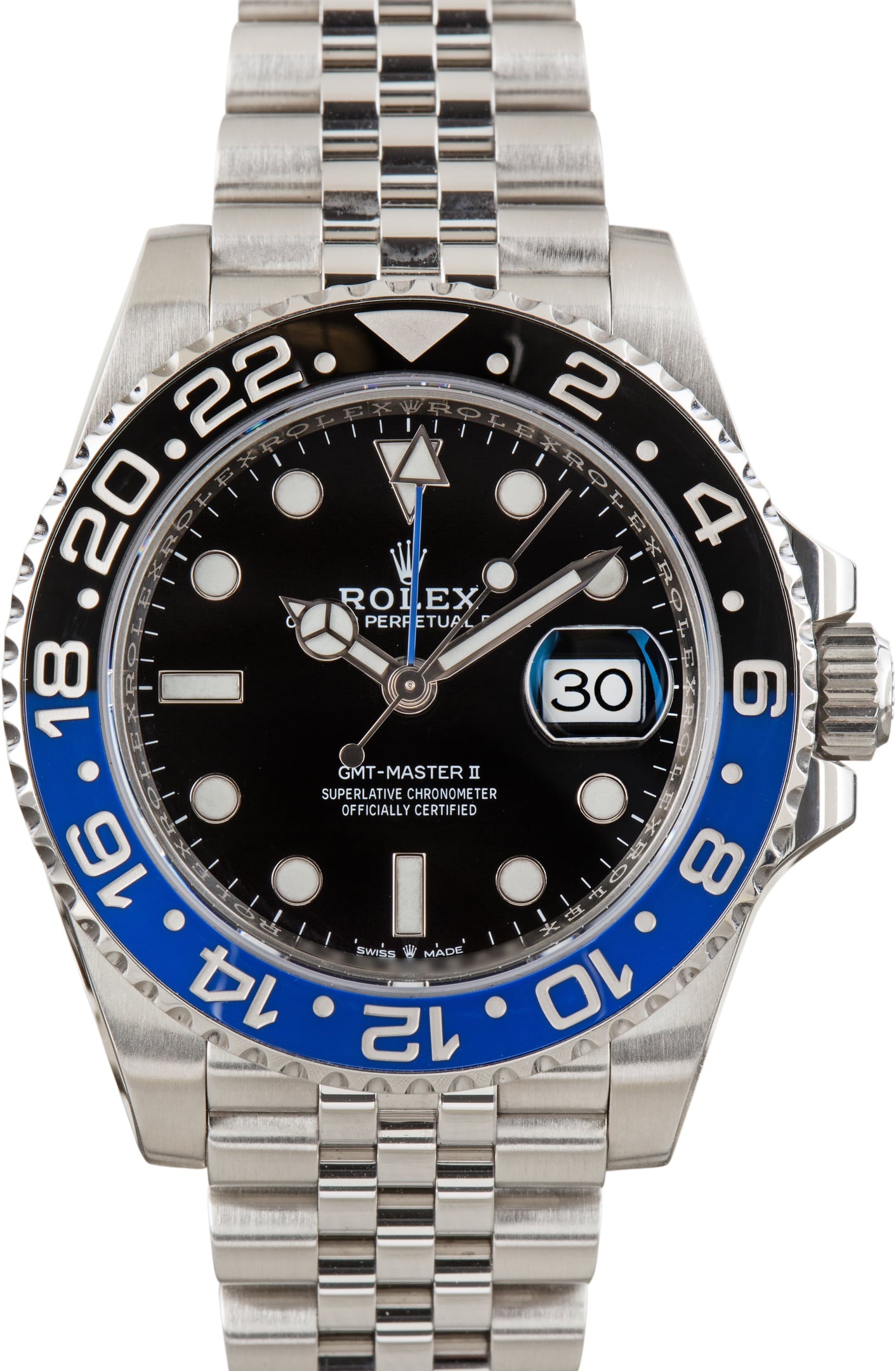 Pre-Owned Batgirl Rolex GMT-Master II Ref 126710BLNR Jubilee Band