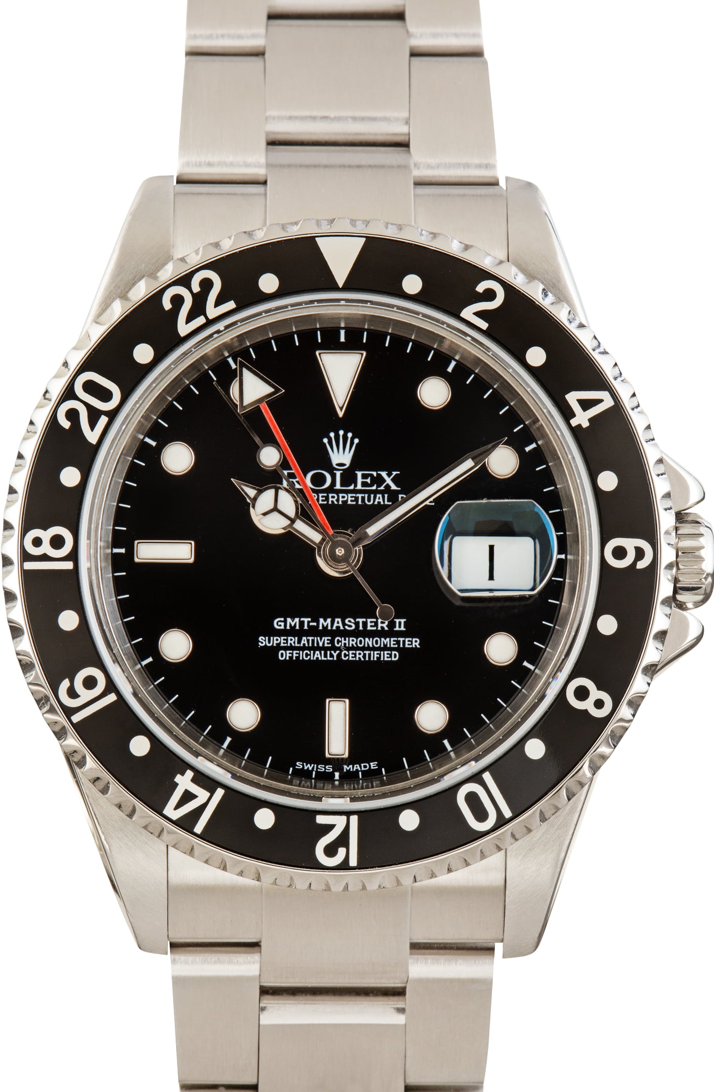 Pre-Owned Steel Rolex GMT-Master II Ref 16710 Black Dial