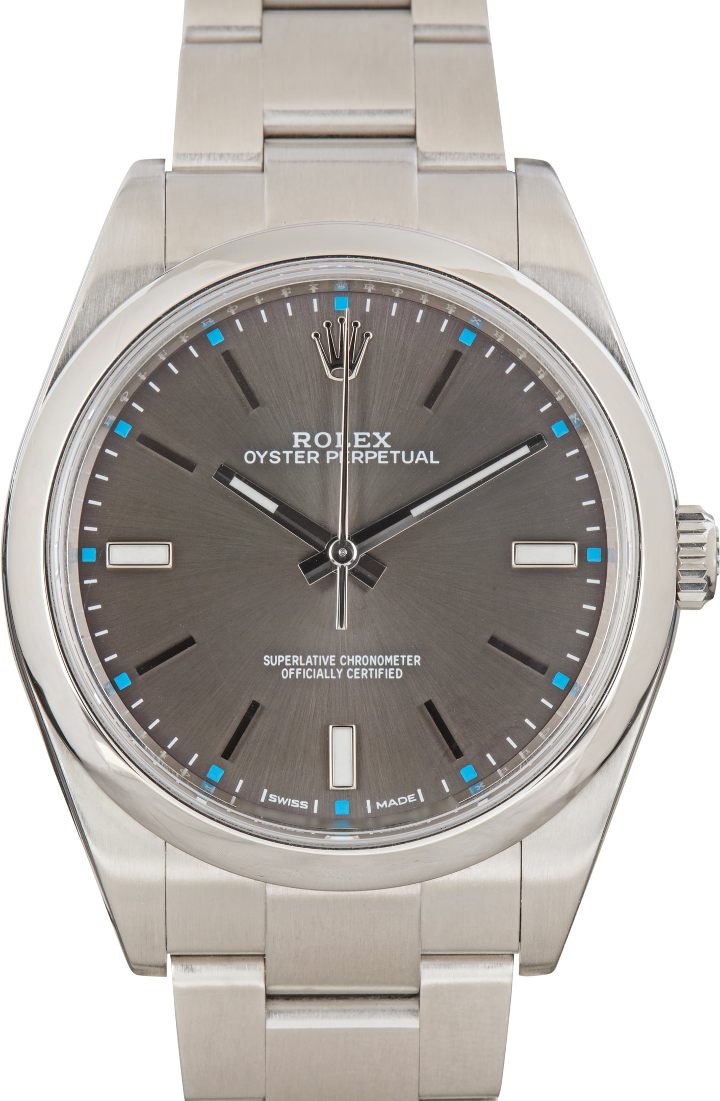 Pre-Owned Rolex Oyster Perpetual 39 Ref 114300 Dark Rhodium Dial