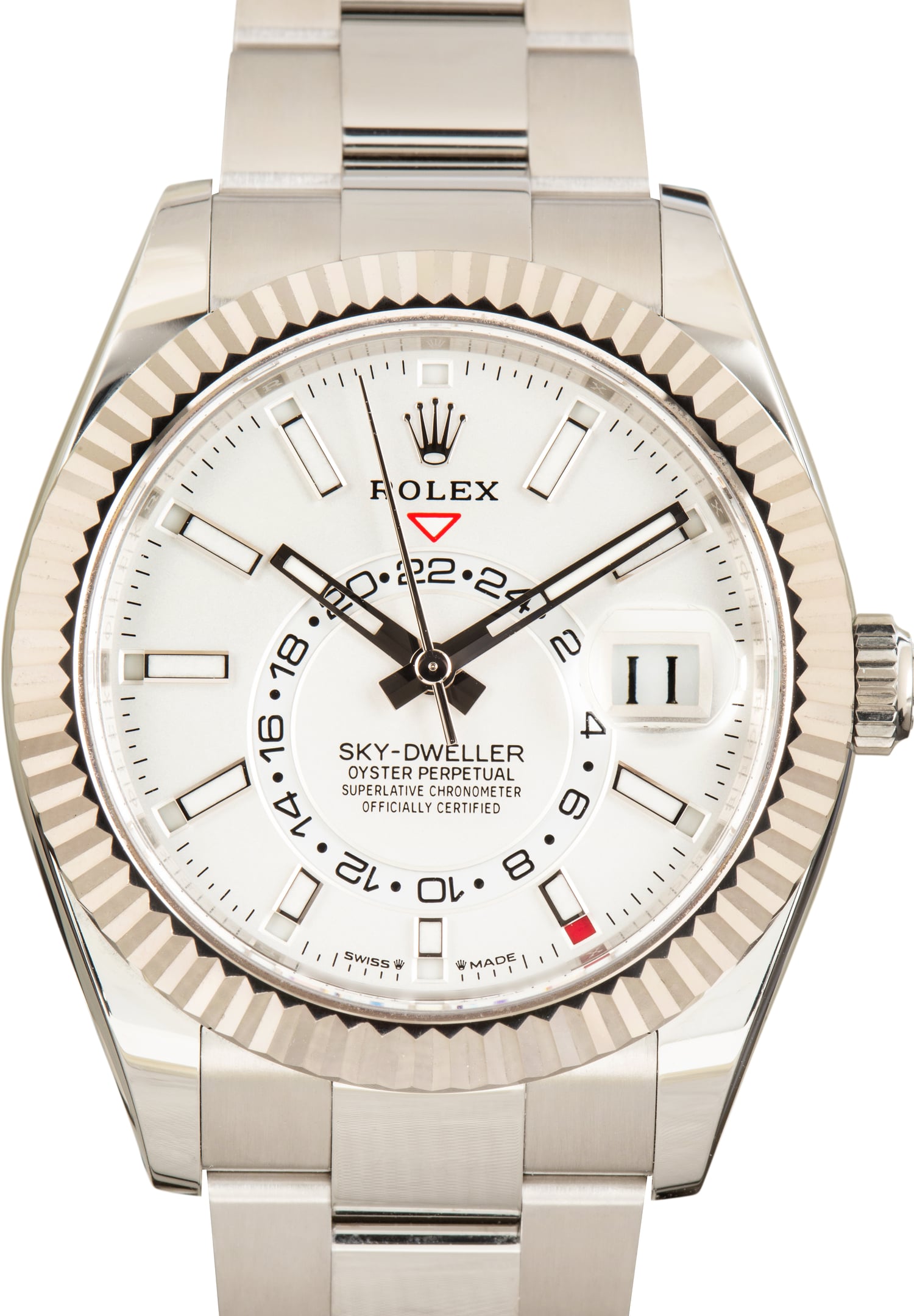 Pre-Owned White Dial Rolex Sky-Dweller Ref 336934 Oyster Band