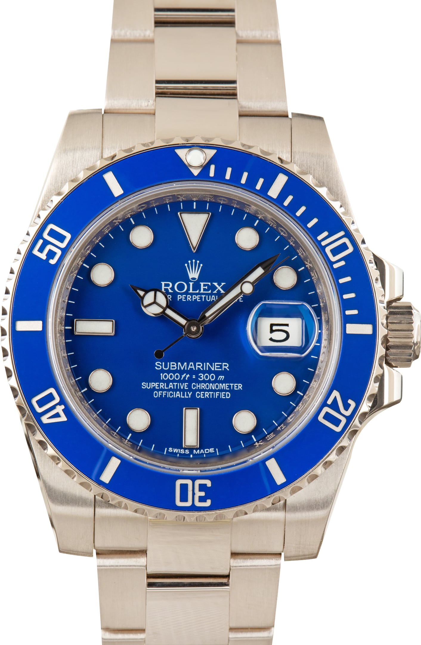 Pre-Owned Rolex Submariner Ref 116619 18k White Gold Blue Smurf