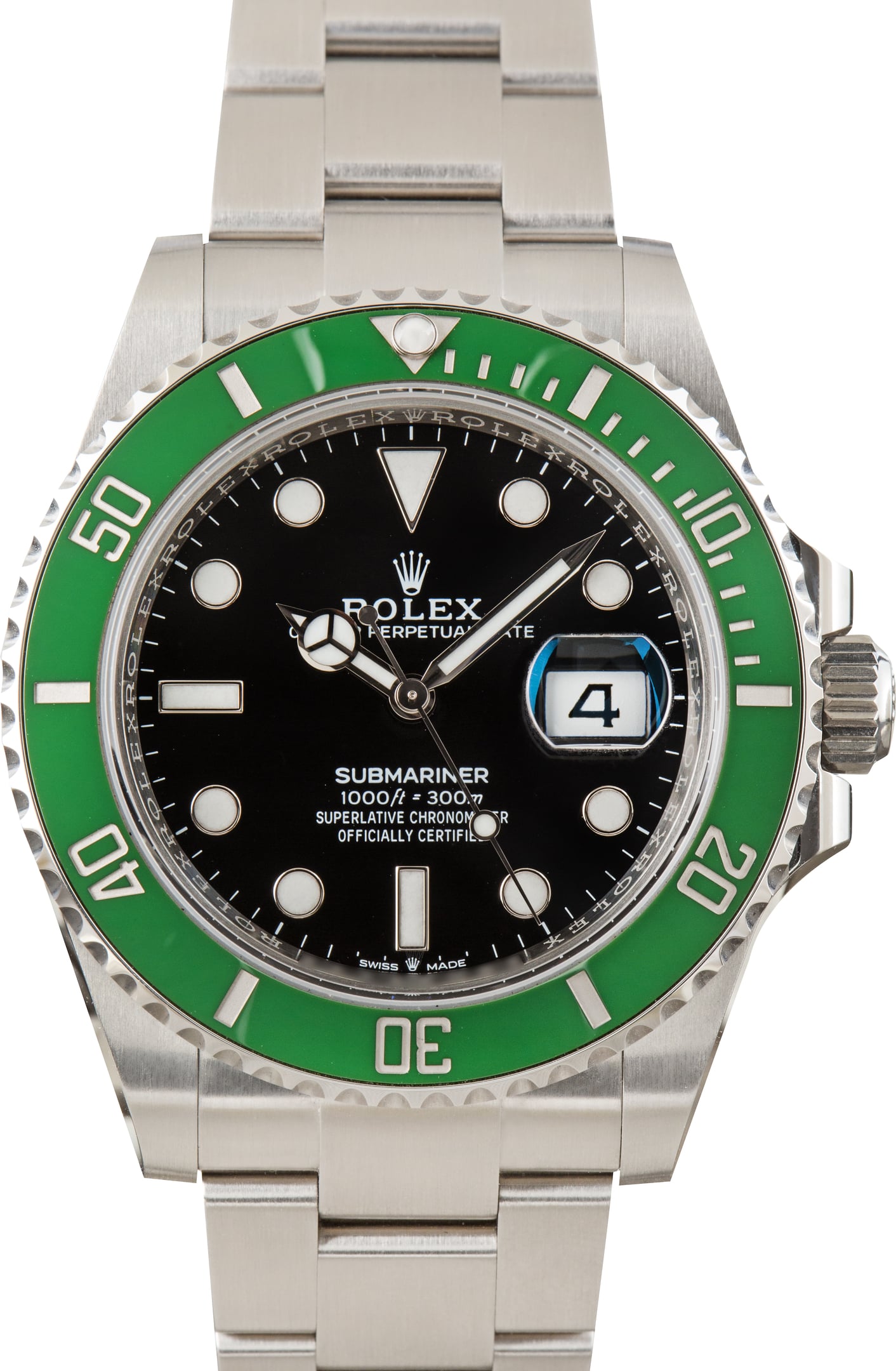 Pre-Owned Black Dial Rolex Submariner Ref 126610LV Green Bezel
