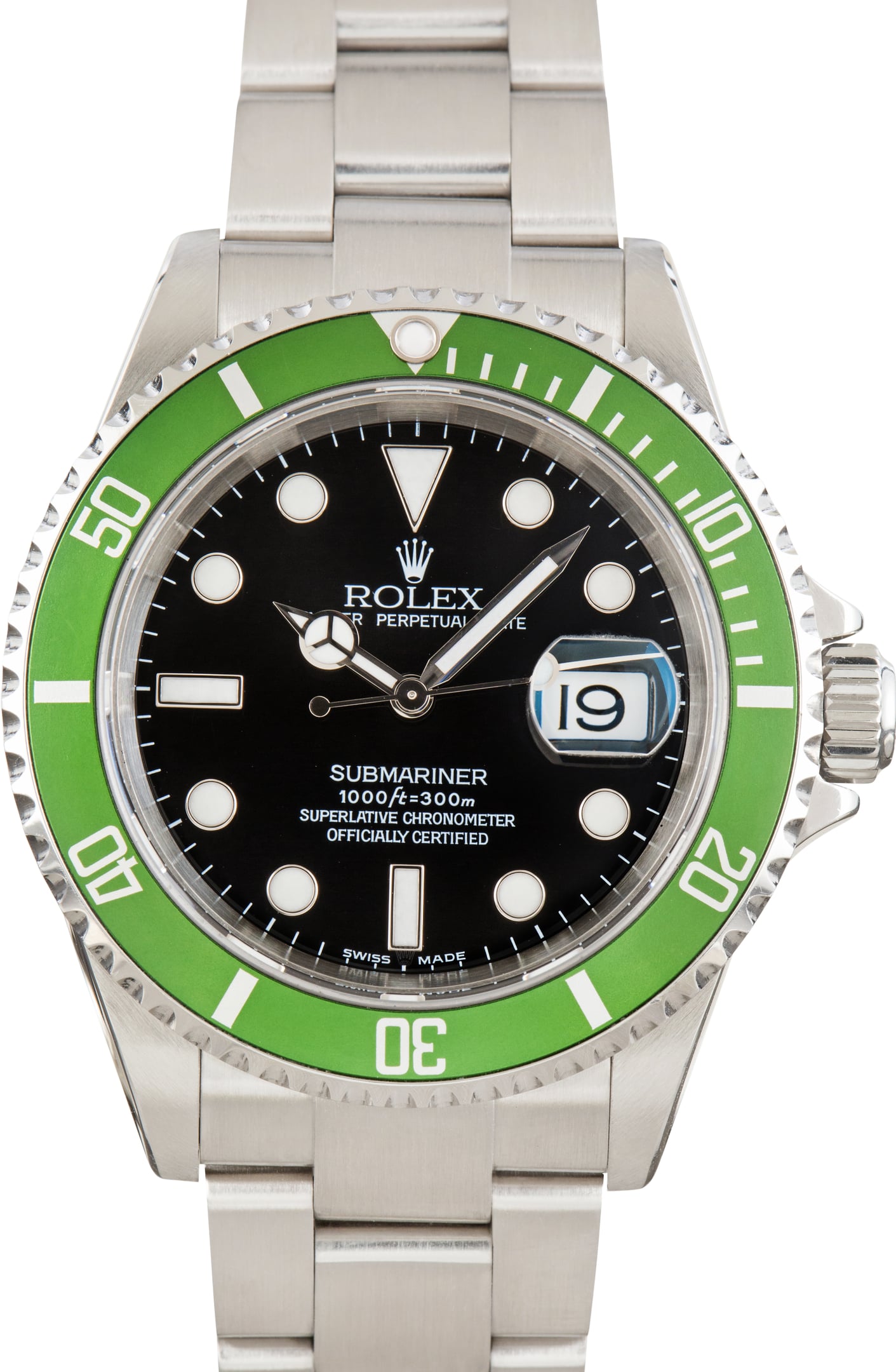 Pre-Owned Green Flat Four Kermit Rolex Submariner Ref 16610V