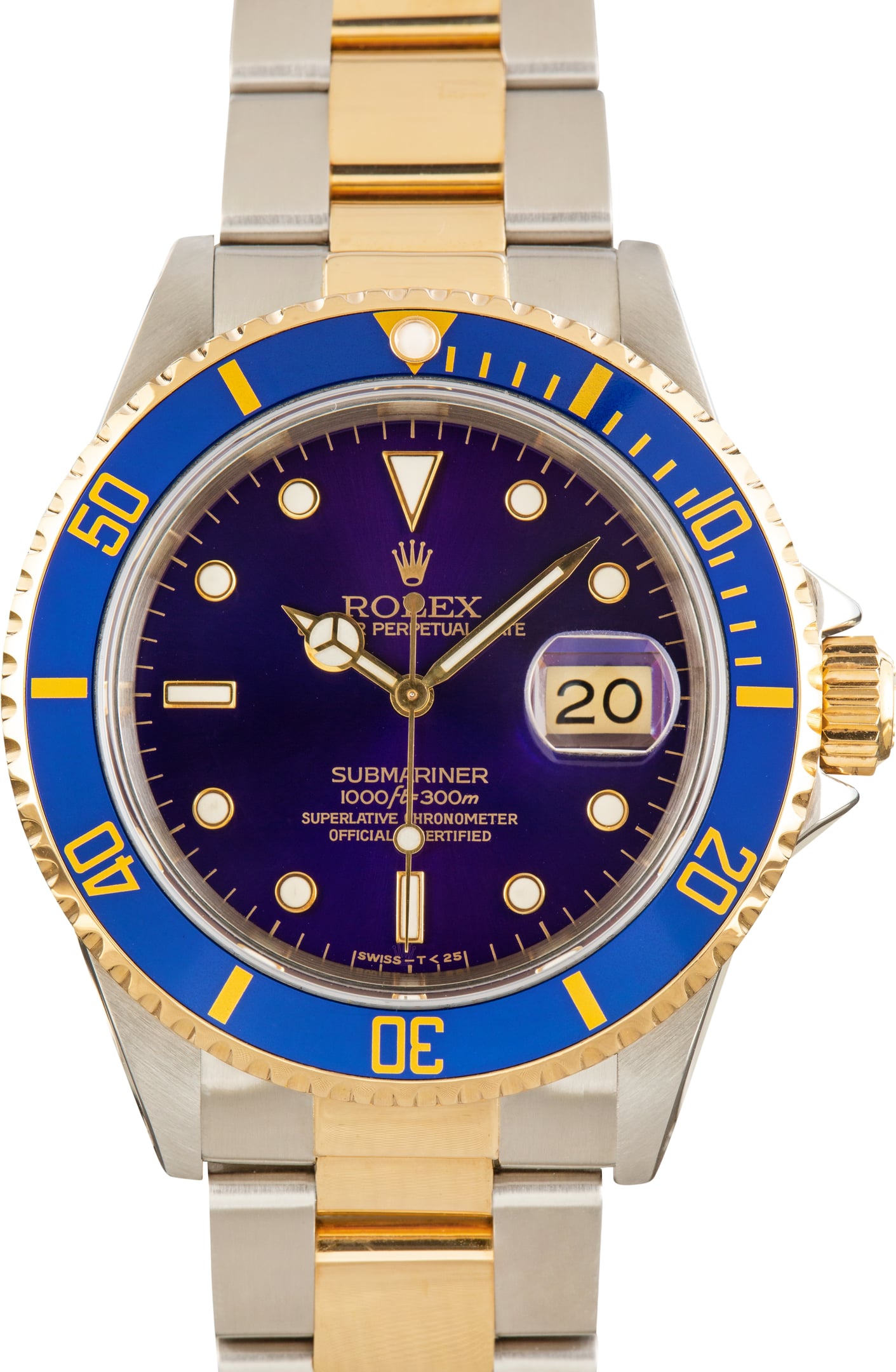 Pre-Owned Blue Dial Rolex Submariner 16613 Steel & Gold