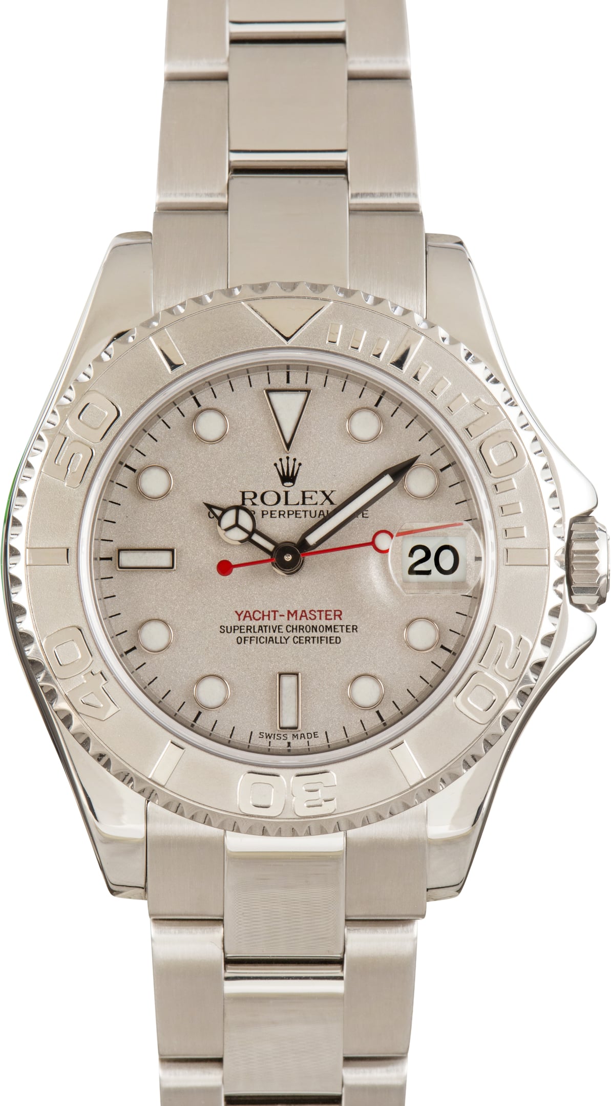 Pre-Owned Rolex Yacht-Master 35 Platinum Bezel & Dial ref 168622